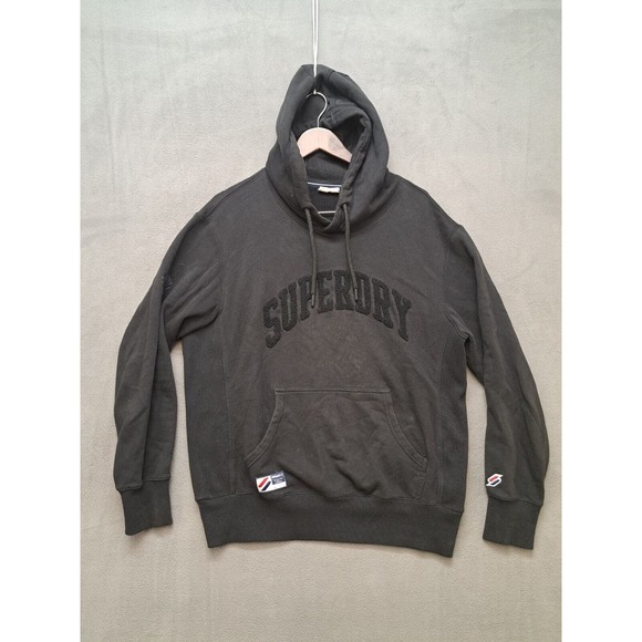 Superdry Mens Large Black Long Sleeve Pullover Hoodie Sweatshirt - Picture 1 of 12